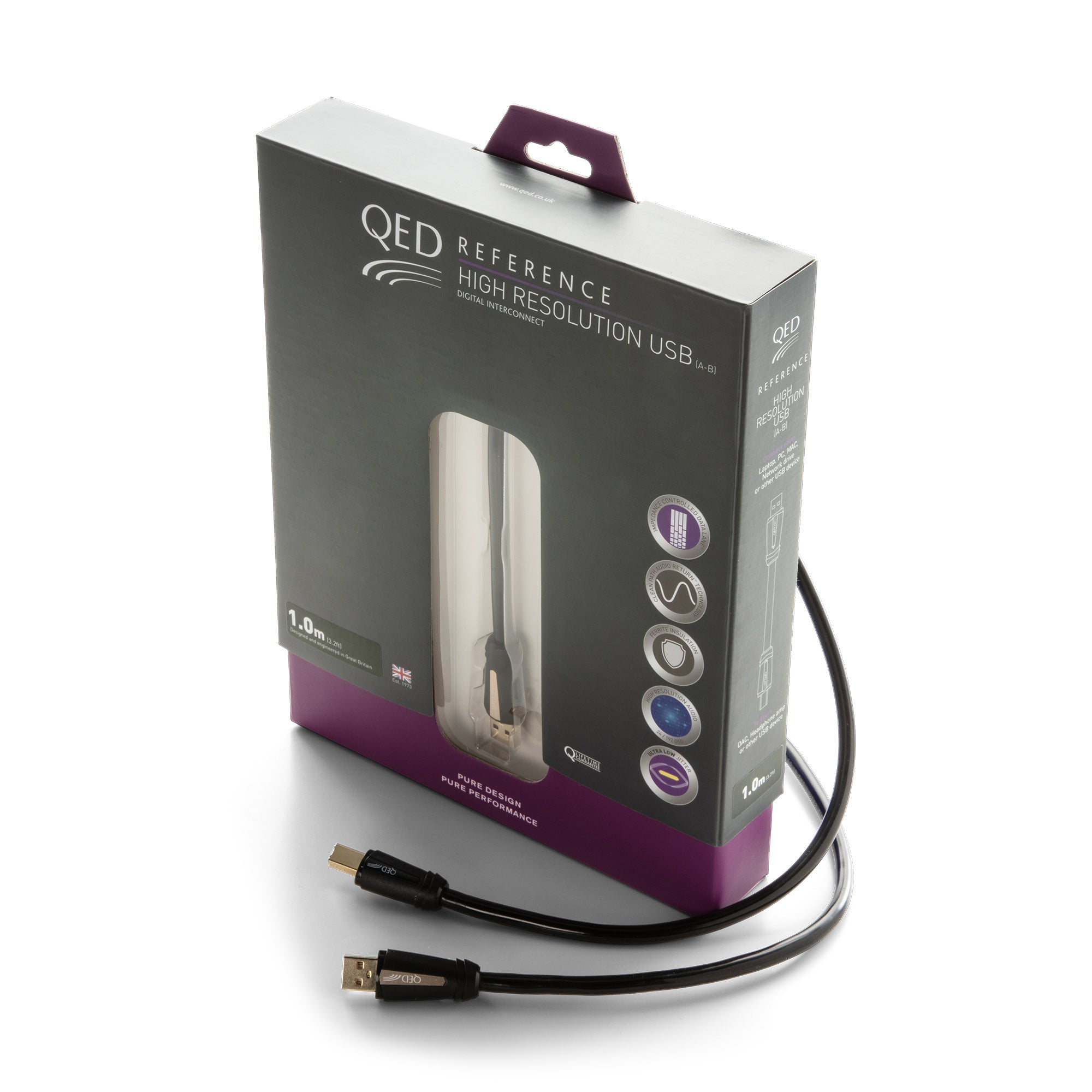 QED New Reference High-Reso USBケーブル 2m QED REFERENCE HI RES USB A-B 2M | Кабели USB 2.0, USB 2.1